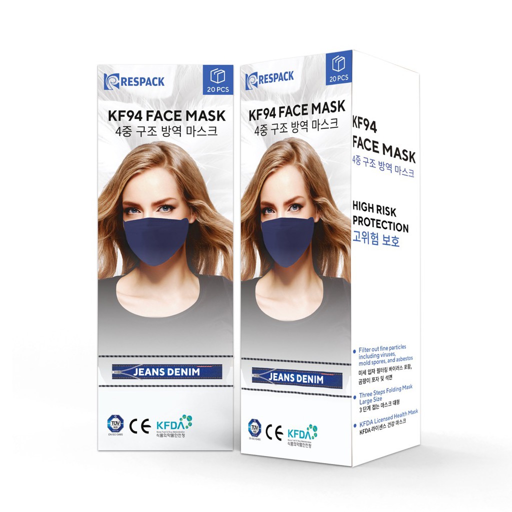 Respack KF94 Face Mask 20's (Solid Colour Series)