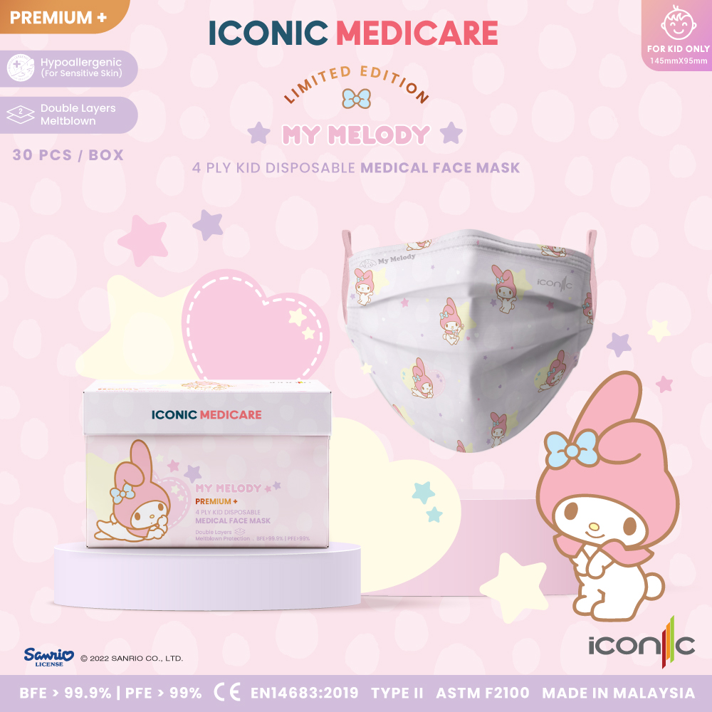 Iconic 4ply Kid Medical Face Mask 30's My Melody Series