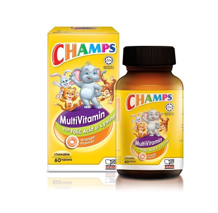 Champs Multivitamins PLUS Folic Acid & Lysine Chewable Tablets Orange
